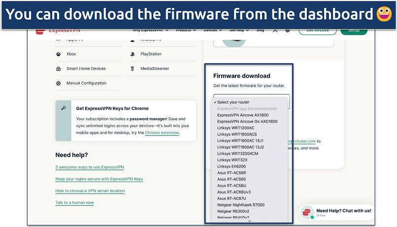 Screenshot of ExpressVPN's account dashboard