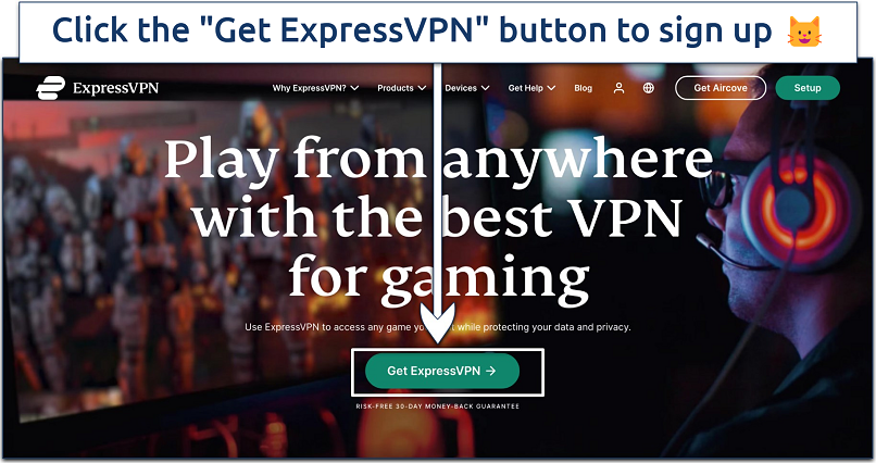 Screenshot of ExpressVPN's signup page