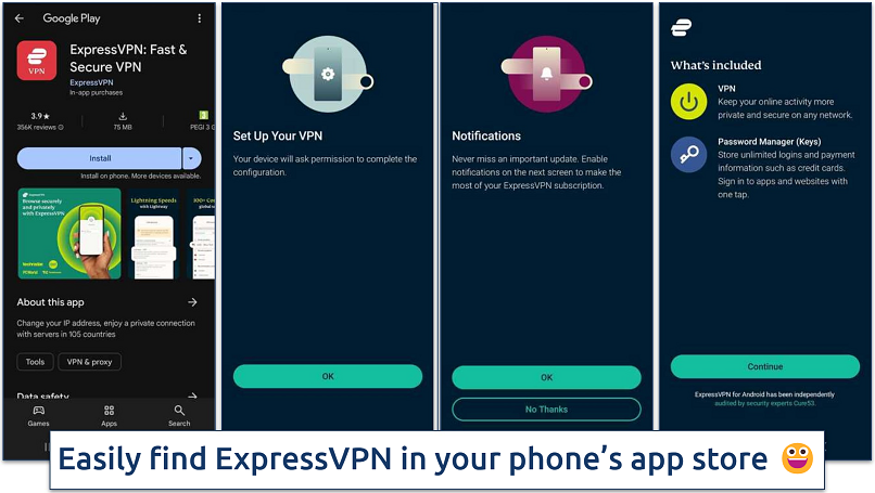 Screenshot of ExpressVPN installation process for Android