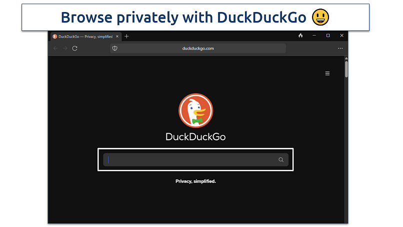 A screenshot of DuckDuckGo