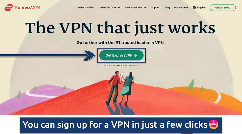 Screenshot showing the signup page on the ExpressVPN website