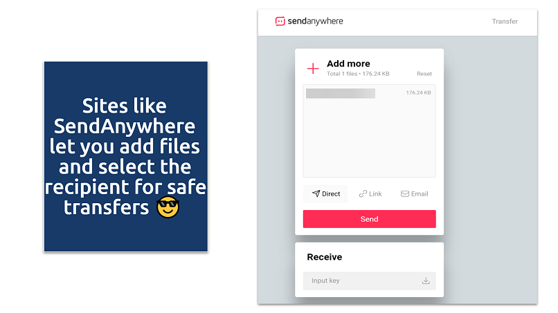 Screenshot showing SendAnywhere used for file sharig
