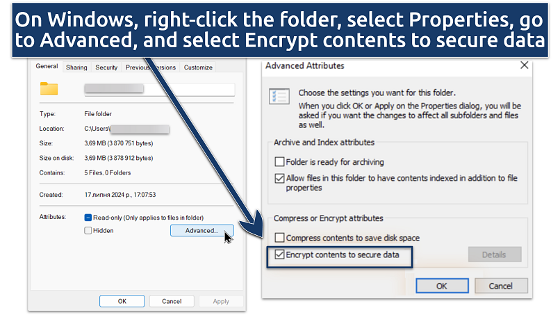 Screenshot showing Windows encryption settings