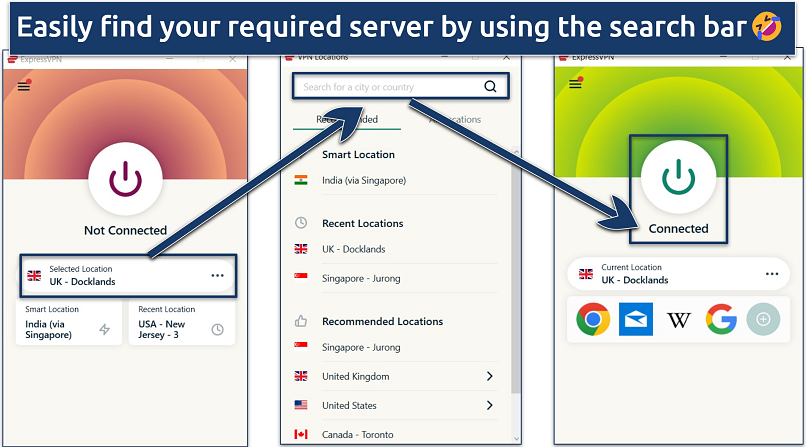 image showing the servers of ExpressVPN page