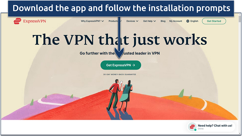 Screenshot of ExpressVPN's website homepage