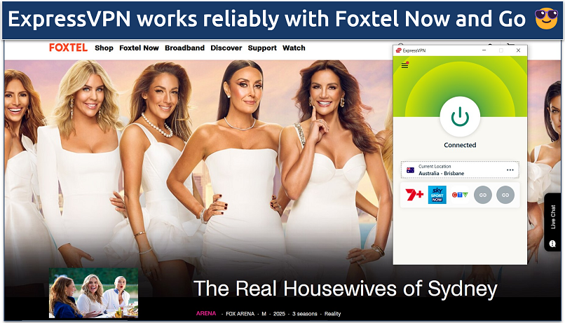 Screenshot of The Real Housewives of Sydney TV show on Foxtel