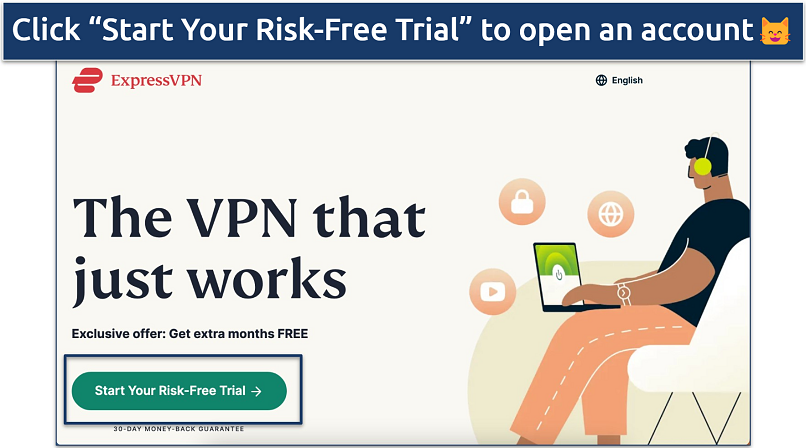 Screenshot of the ExpressVPN landing page