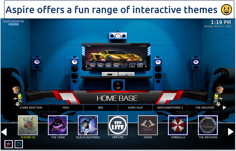 Screenshot of the Aspire build home interface