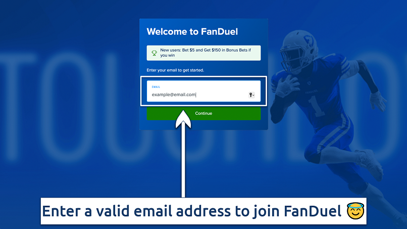 Screenshot showing the FanDuel Join page