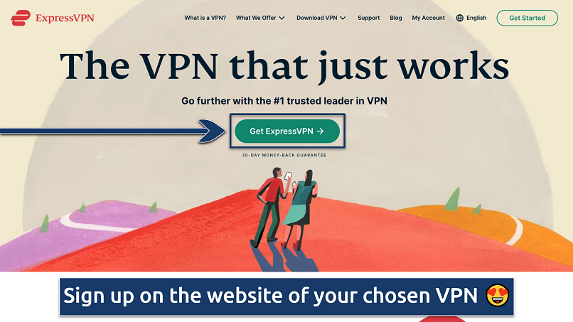 Screenshot showing the signup page on the ExpressVPN website