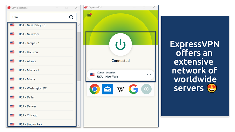 Screenshot of ExpressVPN's Windows UI