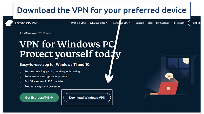 A screenshot showing ExpressVPN's download page