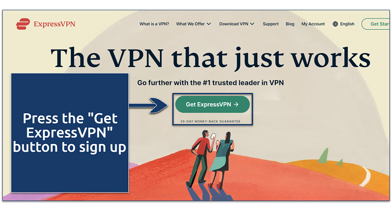  A screenshot showing ExpressVPN's home page